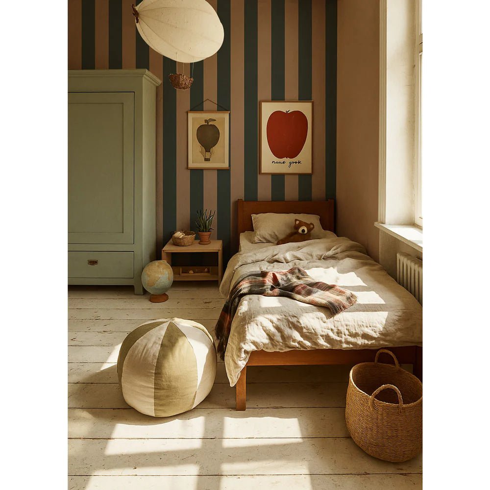 Wallpaper - Wide Stripes Royal Green and Pink - Le Petit Marché Home Furniture