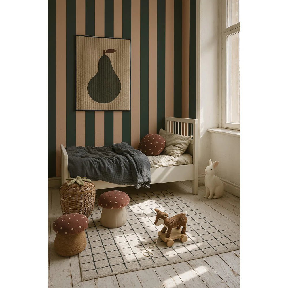 Wallpaper - Wide Stripes Royal Green and Pink - Le Petit Marché Home Furniture