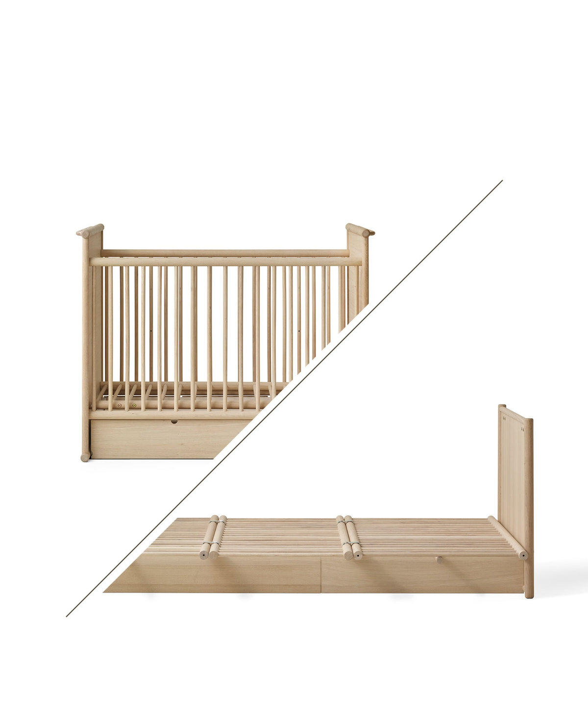 Camp Novel Cot Bed/Bed 60x120/120x200 cm, Oak (Pre-Order) - LPM Home