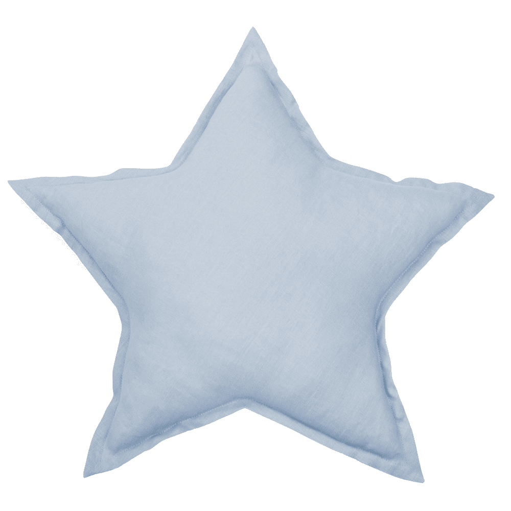 Star Pillow, Linen, Light Blue | Le Petit Marche Home Furniture LLC