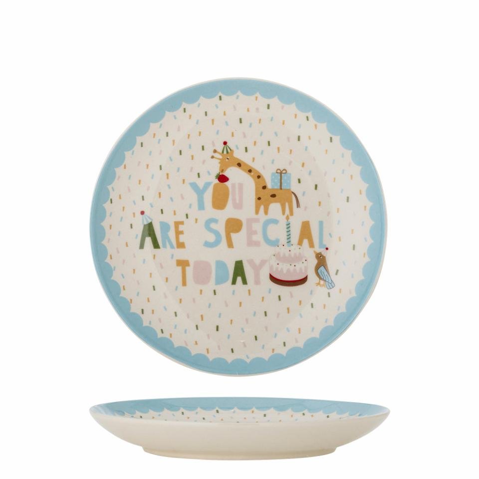 Celebrate Plate, Blue, Stoneware - Le Petit Marché Home Furniture