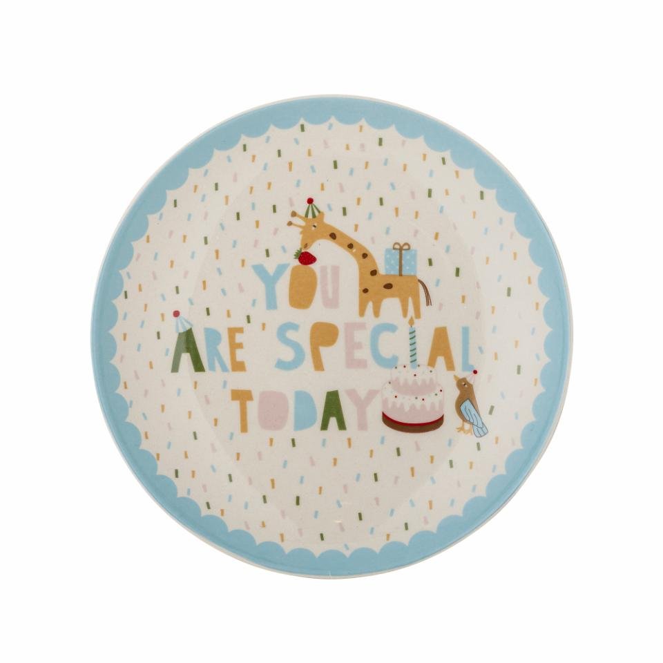 Celebrate Plate, Blue, Stoneware - Le Petit Marché Home Furniture
