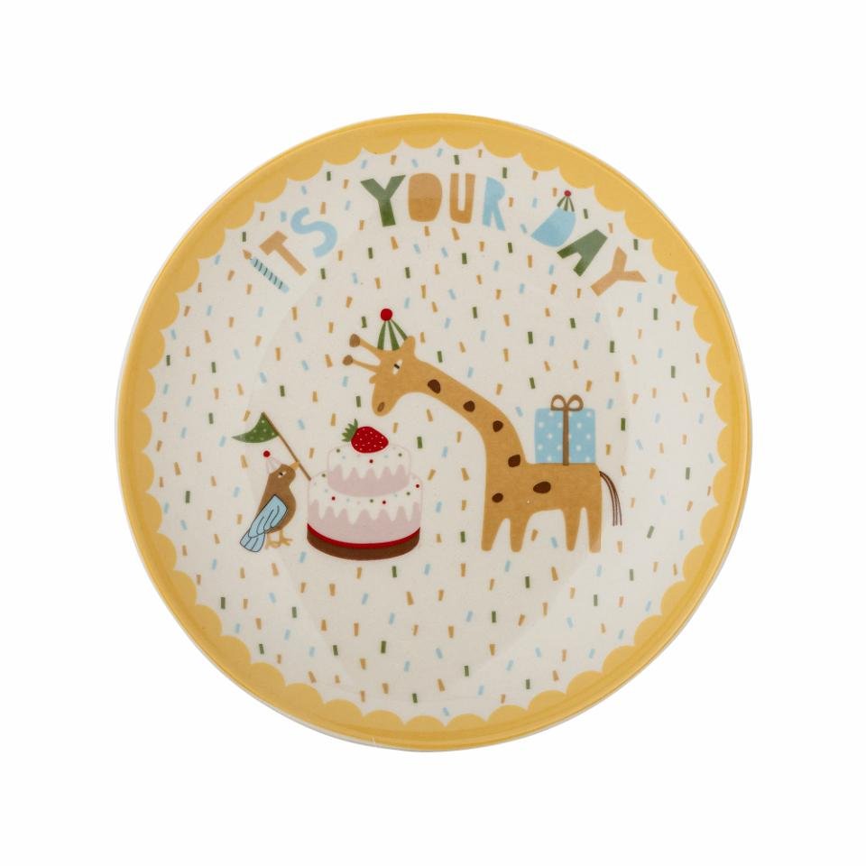 Celebrate Plate, Yellow, Stoneware - Le Petit Marché Home Furniture