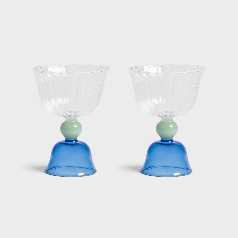 Glass Tulip, Blue, Set of 2 - Le Petit Marché Home Furniture