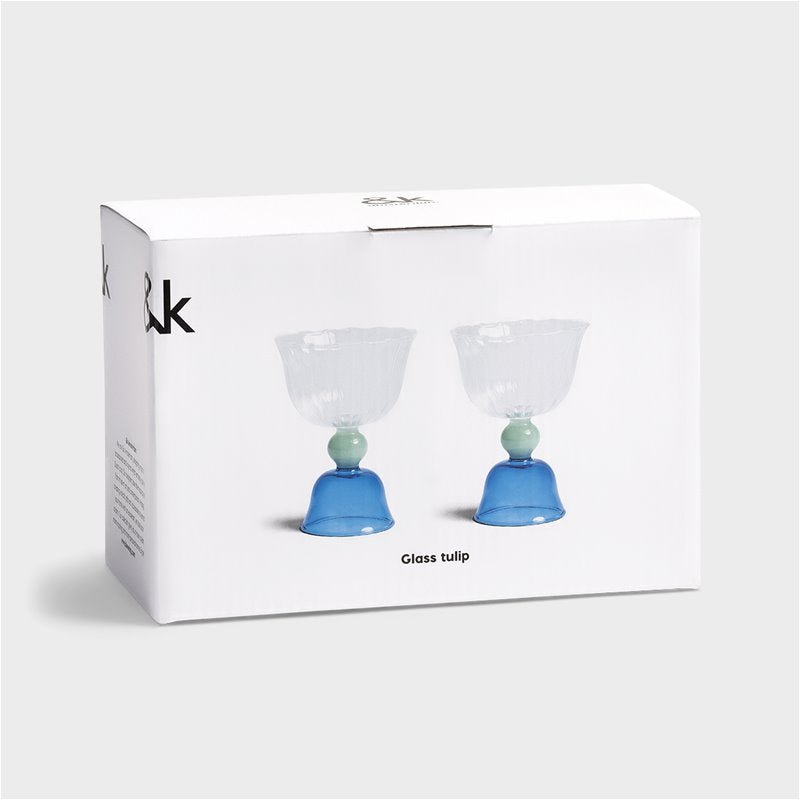Glass Tulip, Blue, Set of 2 - Le Petit Marché Home Furniture
