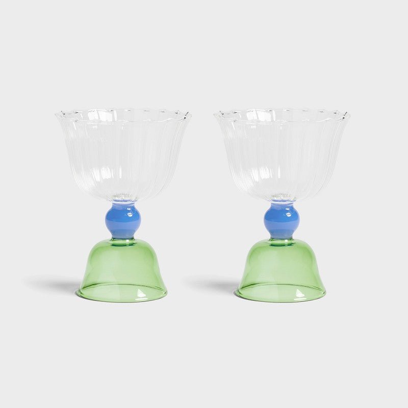 Glass Tulip, Green, Set of 2 - Le Petit Marché Home Furniture