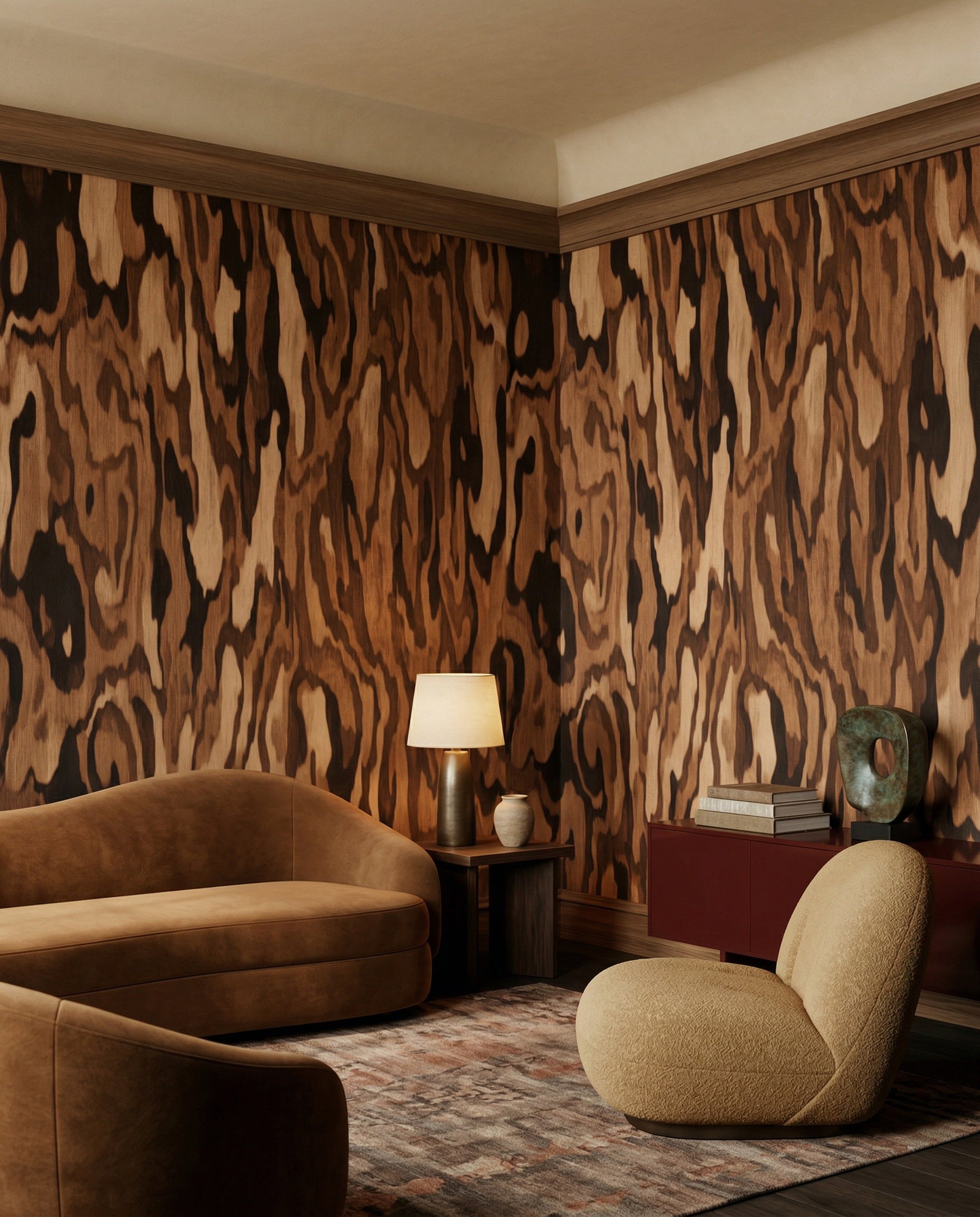Wallpaper - Ettore Walnut | LPM Home | Le Petit Marché Home Furniture LLC