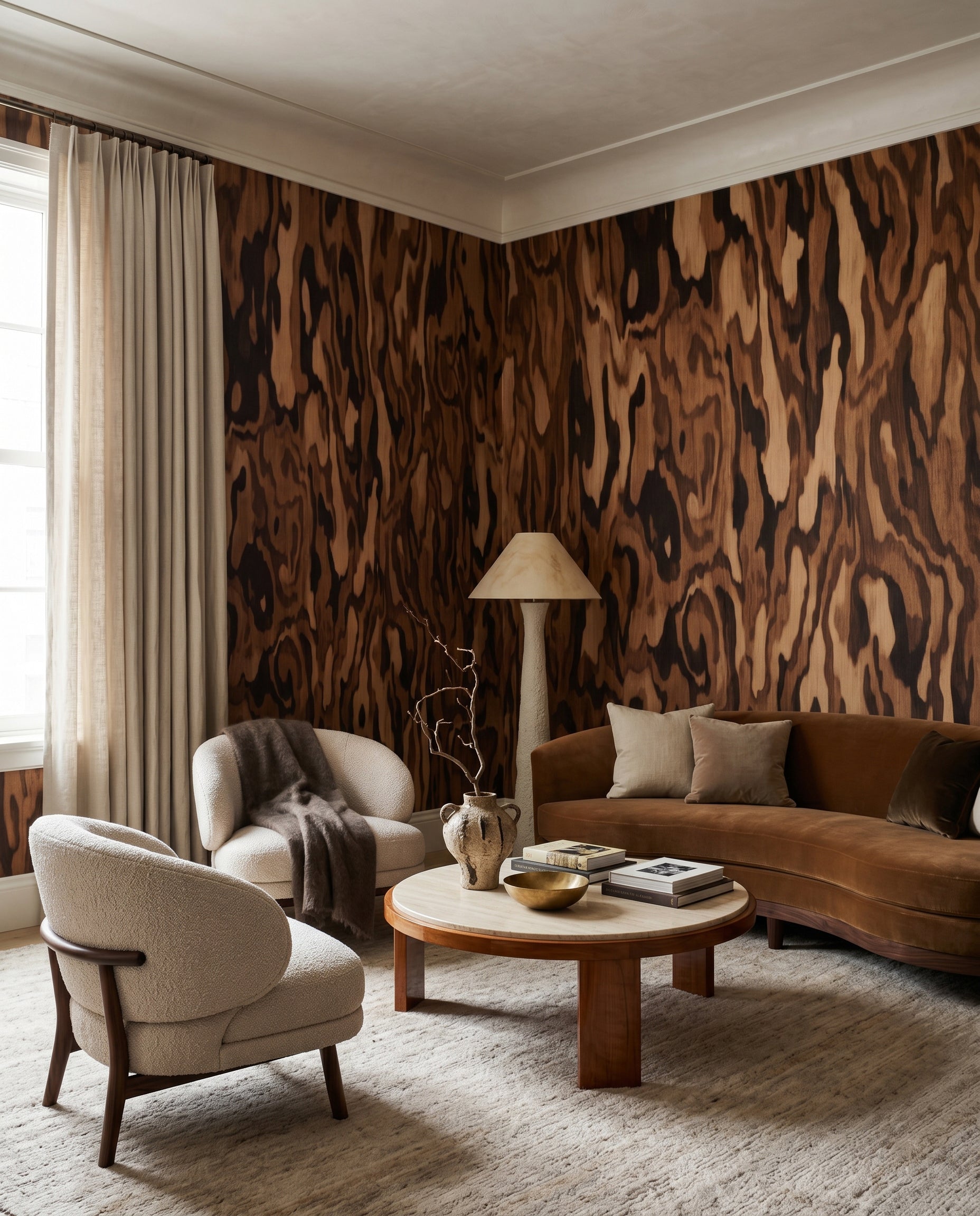 Wallpaper - Ettore Walnut | LPM Home | Le Petit Marché Home Furniture LLC