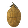 Basket with Lid, Lemon Sage, Yellow, Rattan - Le Petit Marché Home Furniture