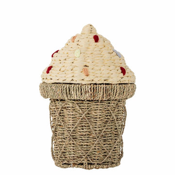 Basket w/Lid Ice Cream Cillie, Nature, Seagrass - Le Petit Marché Home Furniture