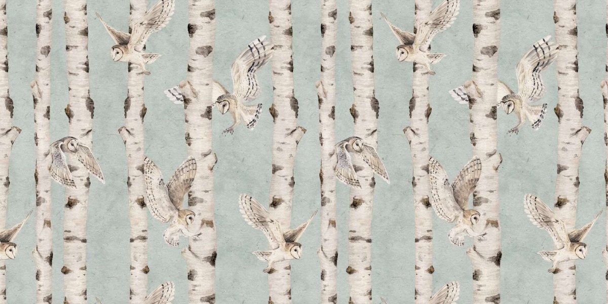 Birch and Owls - Blue - Le Petit Marché Home Furniture