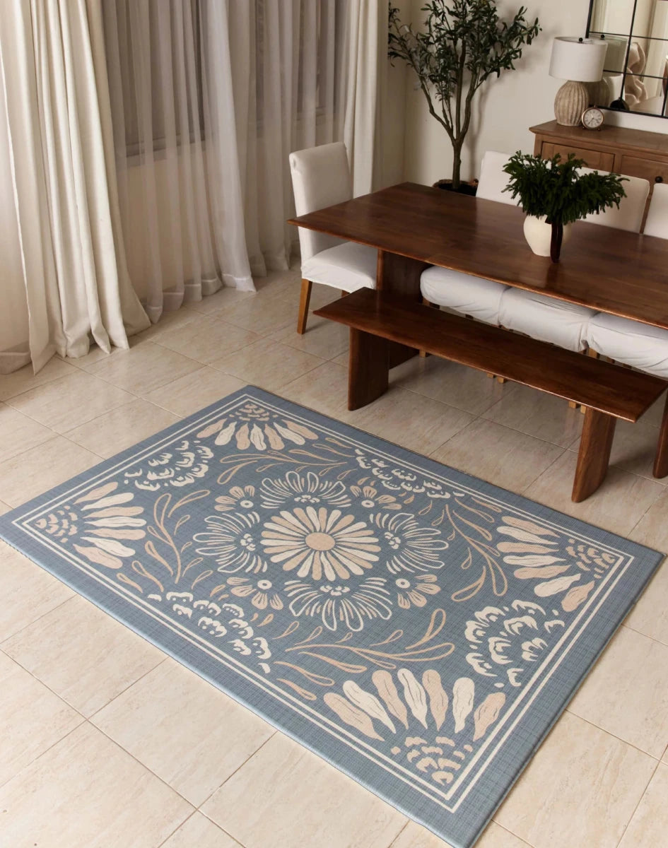 Boho Azure and Modern Leaf Luxury Reversible Playmat, 100% TPU Foam, Super Soft - LPM Home