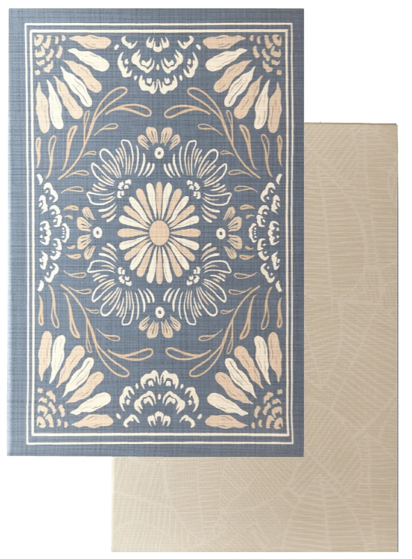 Boho Azure and Modern Leaf Luxury Reversible Playmat, 100% TPU Foam, Super Soft - LPM Home