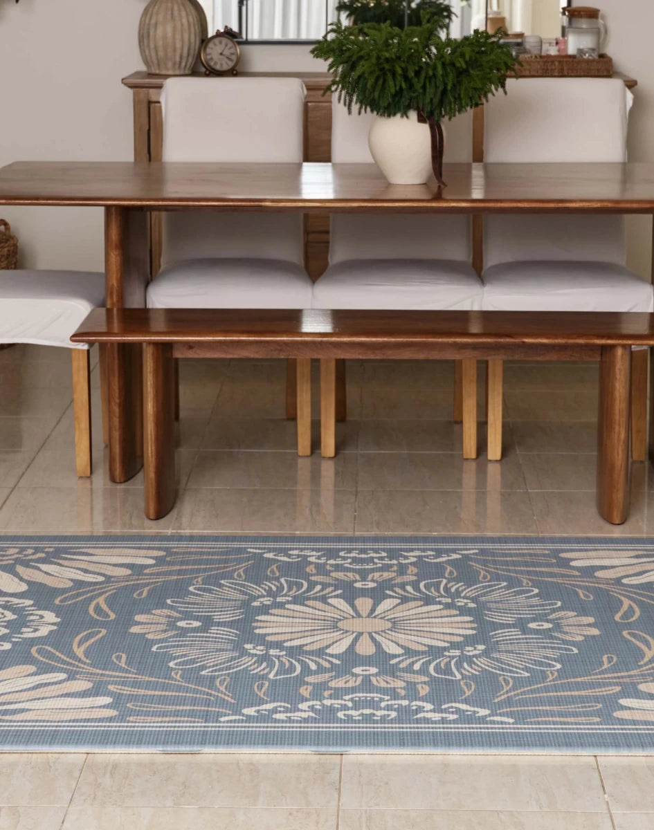 Boho Azure and Modern Leaf Luxury Reversible Playmat, 100% TPU Foam, Super Soft - LPM Home