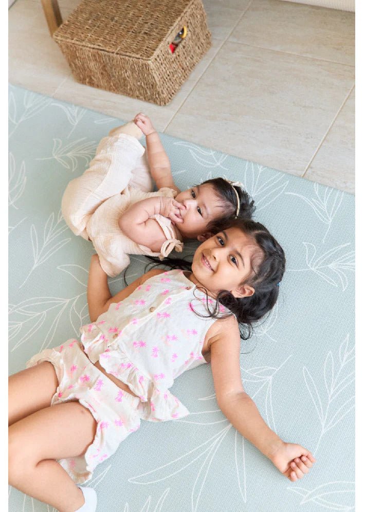 Boho Beige and Sage Leaf Luxury Reversible Playmat, 100% TPU Foam - LPM Home