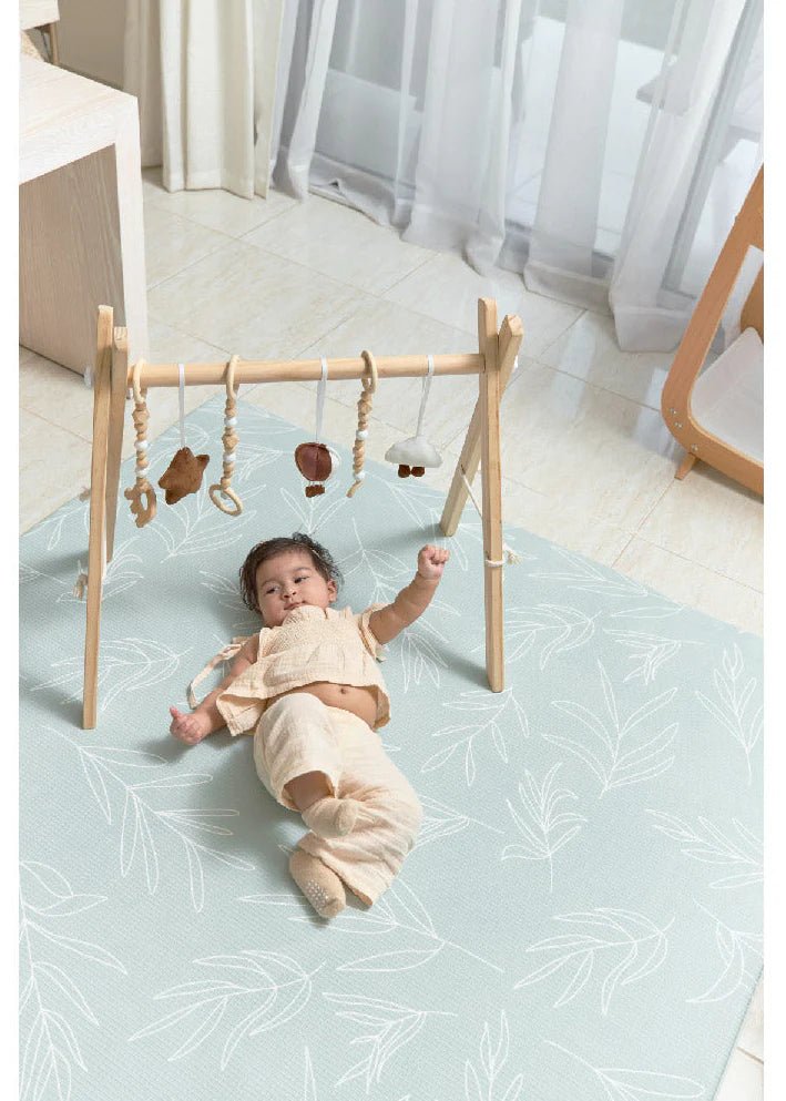 Boho Beige and Sage Leaf Luxury Reversible Playmat, 100% TPU Foam - LPM Home