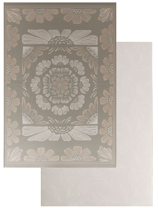 Boho Bloom and Beige Leaf Luxury Reversible Playmat, 100% TPU Foam, Super Soft - LPM Home