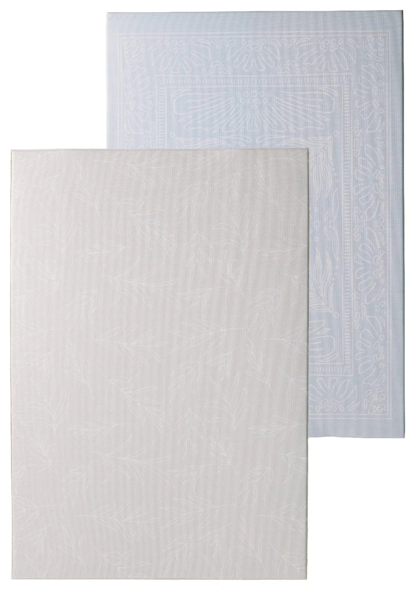 Boho Blue and Beige Leaf Luxury Reversible Playmat, 100% TPU Foam - LPM Home