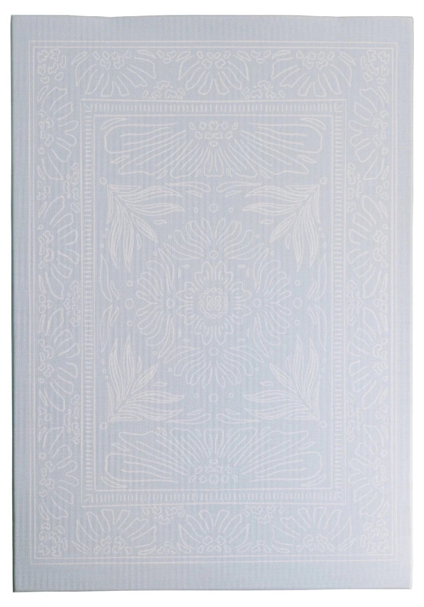 Boho Blue and Beige Leaf Luxury Reversible Playmat, 100% TPU Foam - LPM Home