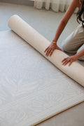 Boho Blue and Beige Leaf Luxury Reversible Playmat, 100% TPU Foam - LPM Home