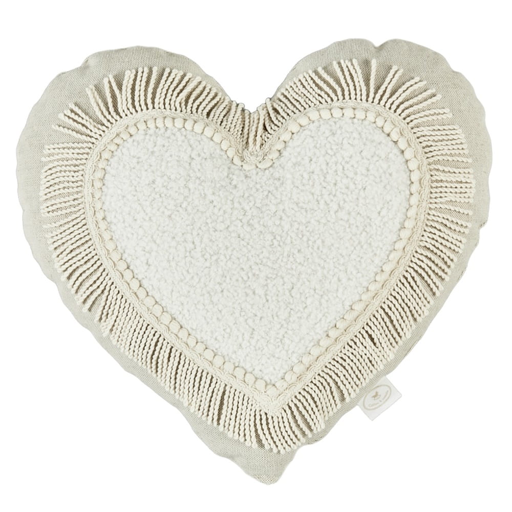 Boho Twist Heart Pillow, Linen Natural - LPM Home