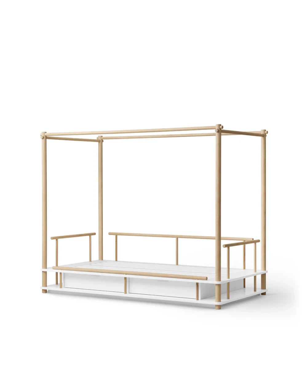 Camp Canopy Bed, White/Oak (Pre - Order) - LPM Home