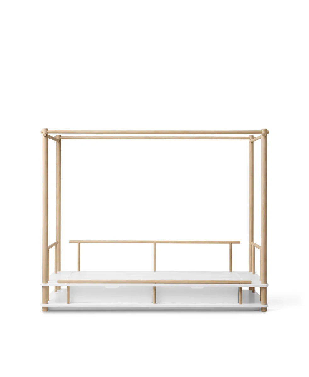 Camp Canopy Bed, White/Oak (Pre - Order) - LPM Home