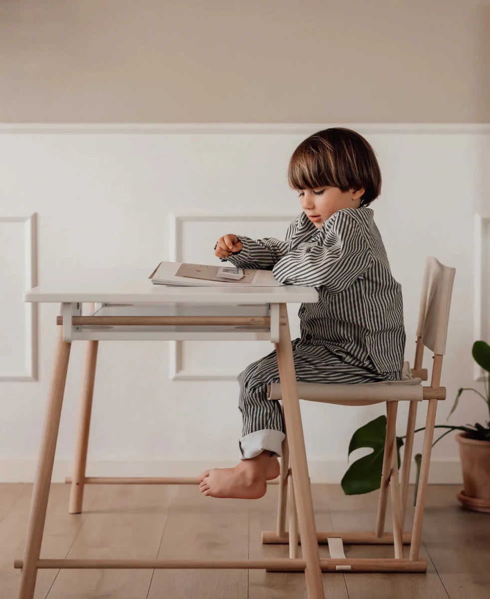 Camp Junior Desk, Adjustable, White/Oak (Pre - Order) - LPM Home