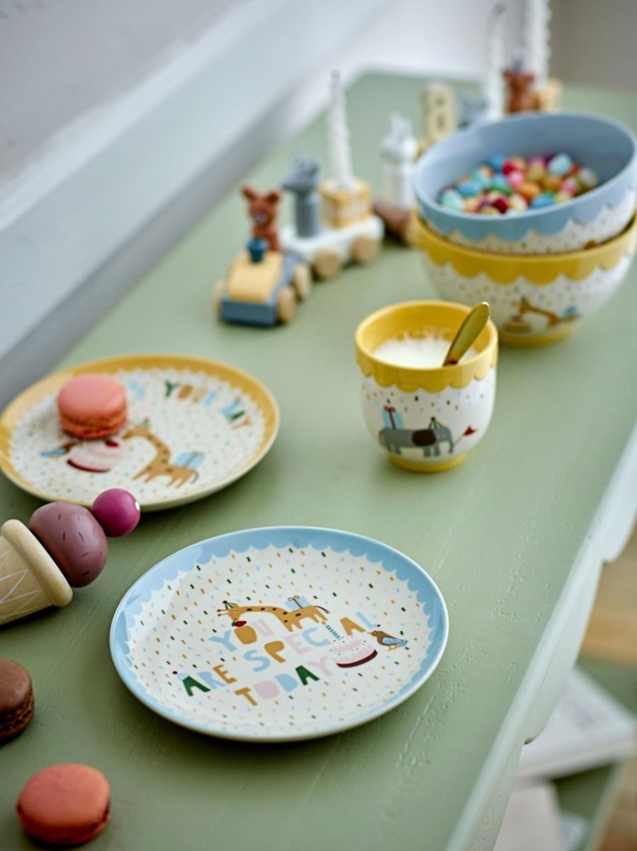 Celebrate Plate, Blue, Stoneware - Le Petit Marché Home Furniture