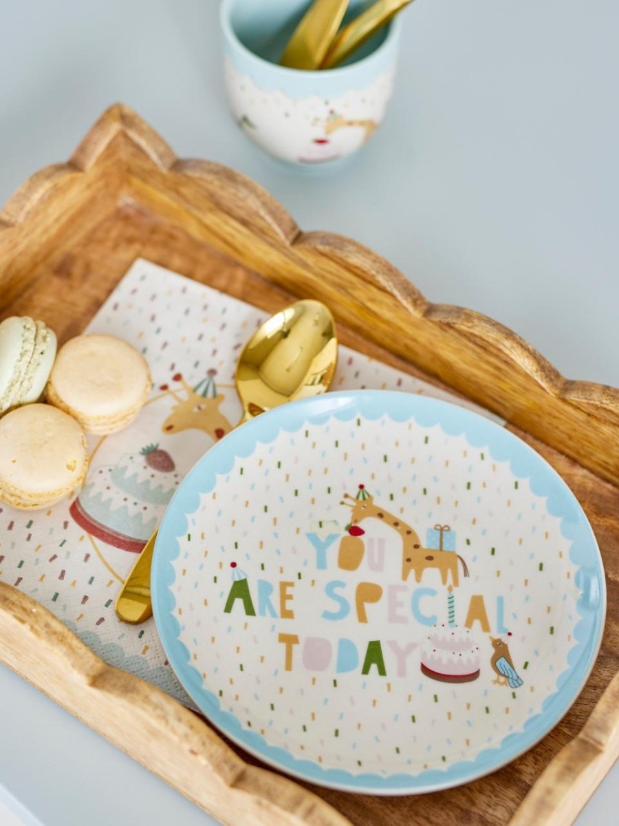 Celebrate Plate, Blue, Stoneware - Le Petit Marché Home Furniture