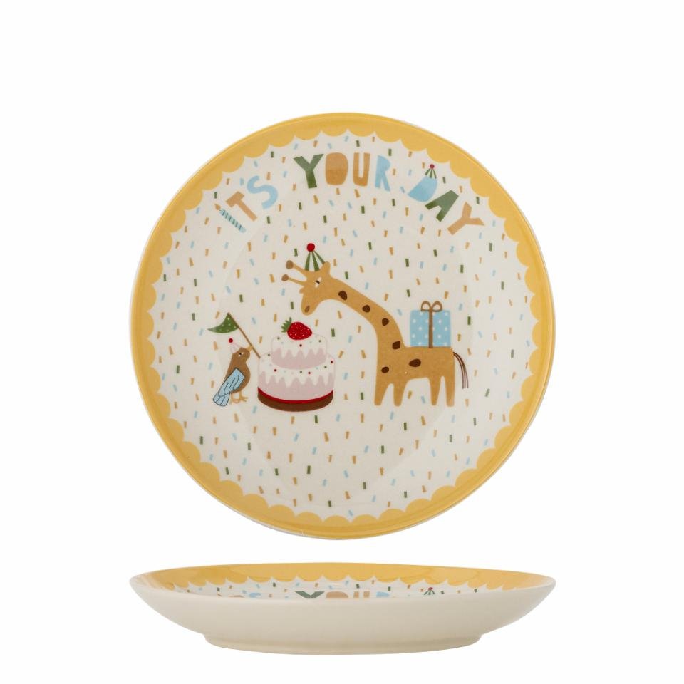 Celebrate Plate, Yellow, Stoneware - Le Petit Marché Home Furniture