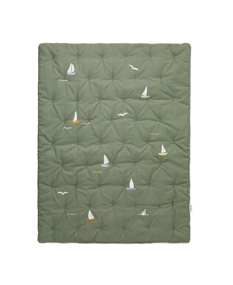 Embroidered Play Mattress, Sailboats SOH - Le Petit Marché Home Furniture