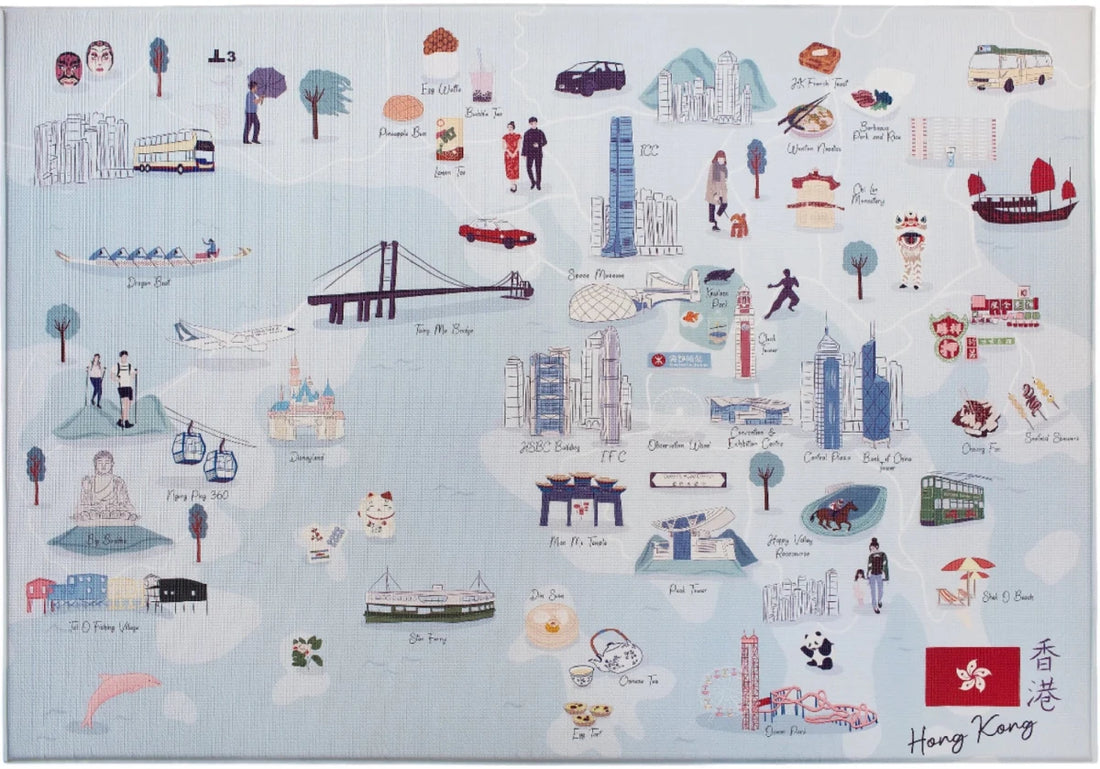 Hong Kong Playmat, City Tour Collection 100% TPU Foam Reversible Mat - LPM Home
