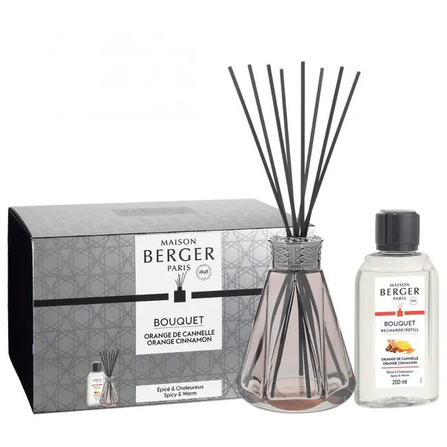 Lampe Gift Set, BQT Pyramide Rose Antique with Orange Cinnamon Refill 200ml - Le Petit Marché Home Furniture