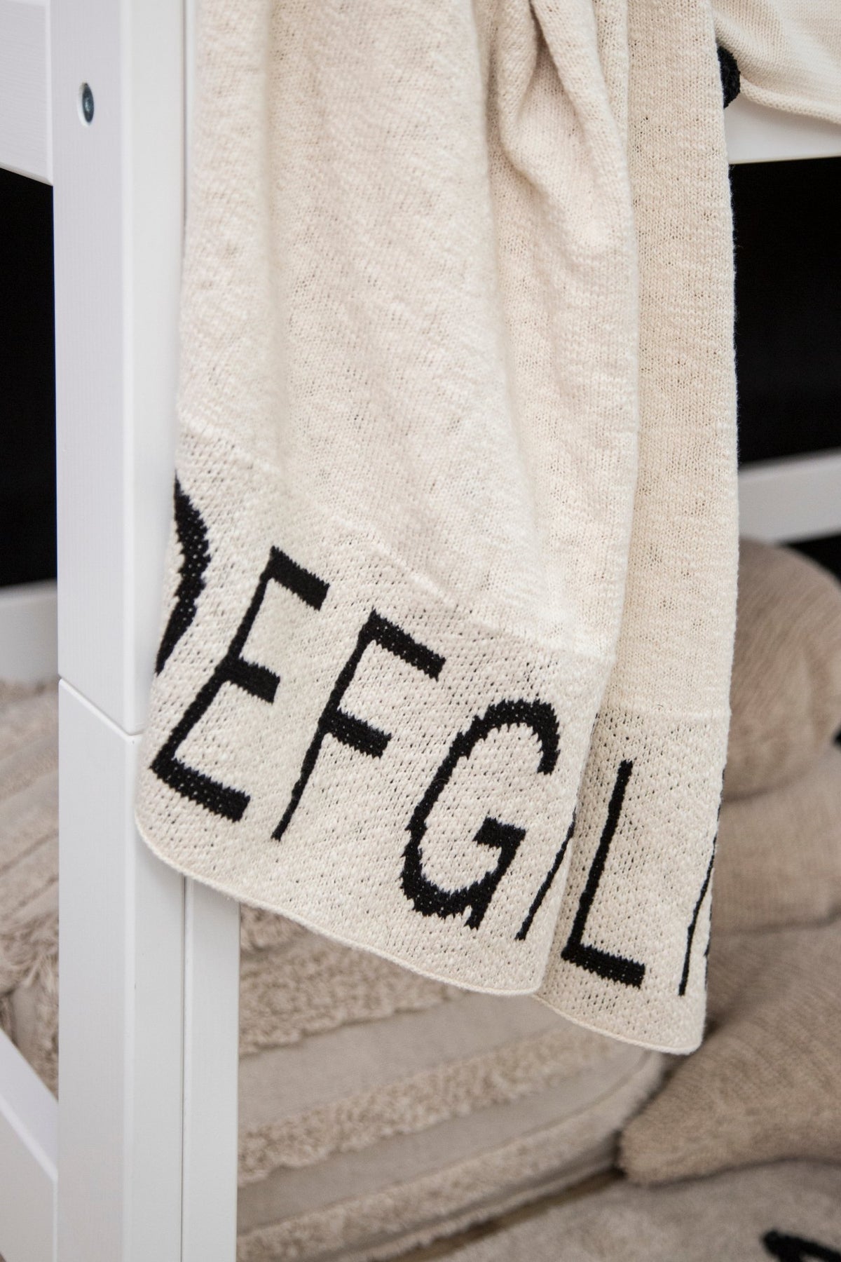 Knitted Blanket ABC, Natural/Black - Le Petit Marché Home Furniture