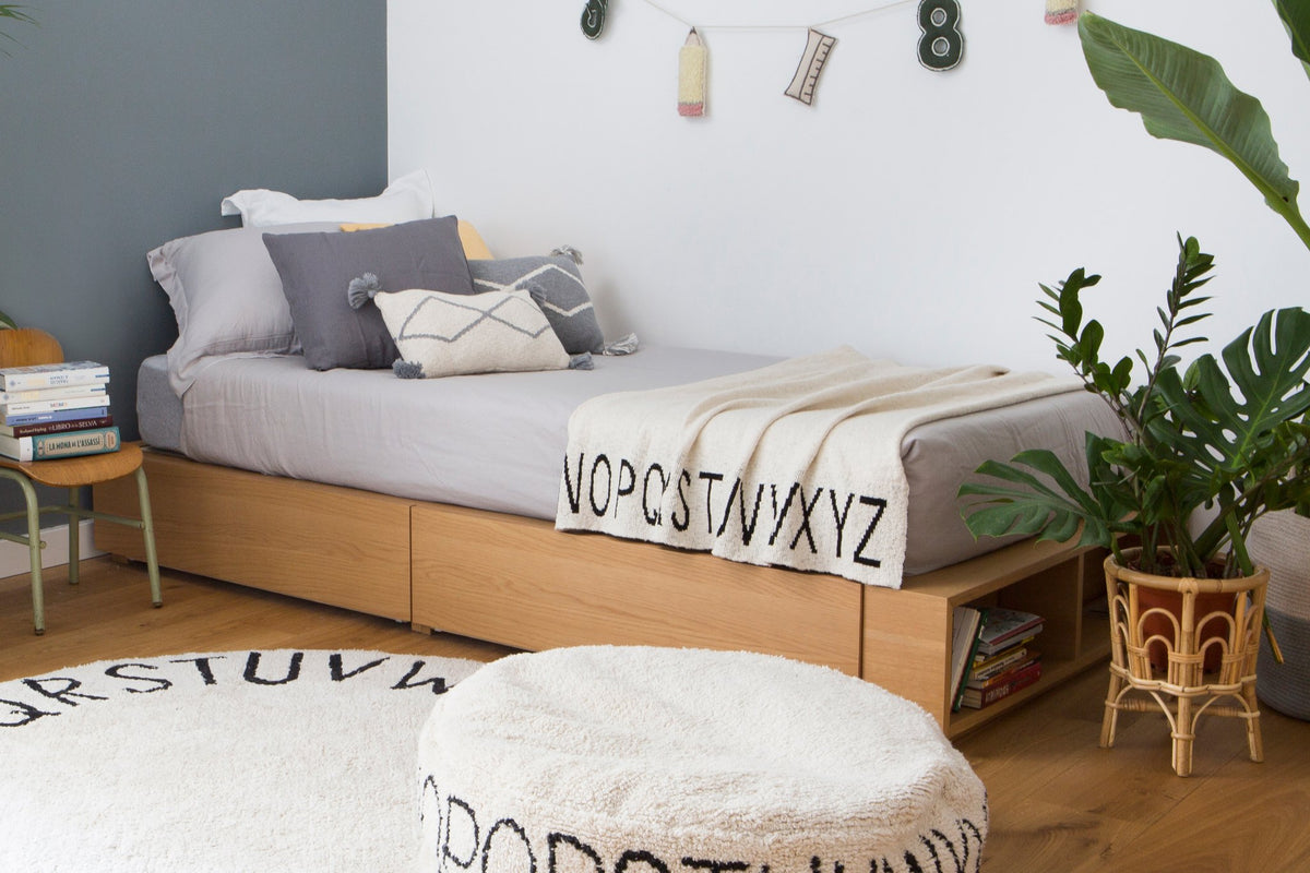 Knitted Blanket ABC, Natural/Black - Le Petit Marché Home Furniture