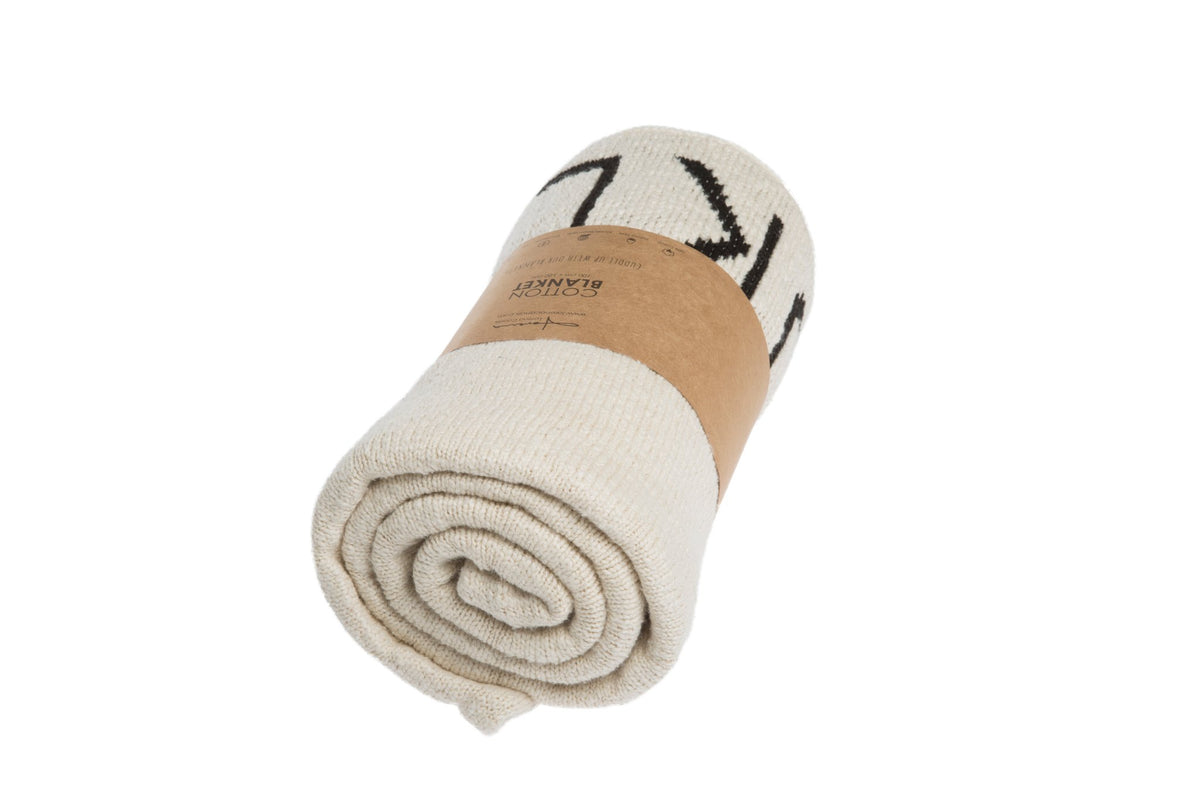 Knitted Blanket ABC, Natural/Black - Le Petit Marché Home Furniture
