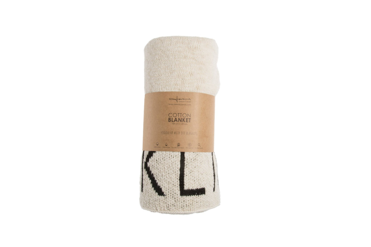 Knitted Blanket ABC, Natural/Black - Le Petit Marché Home Furniture