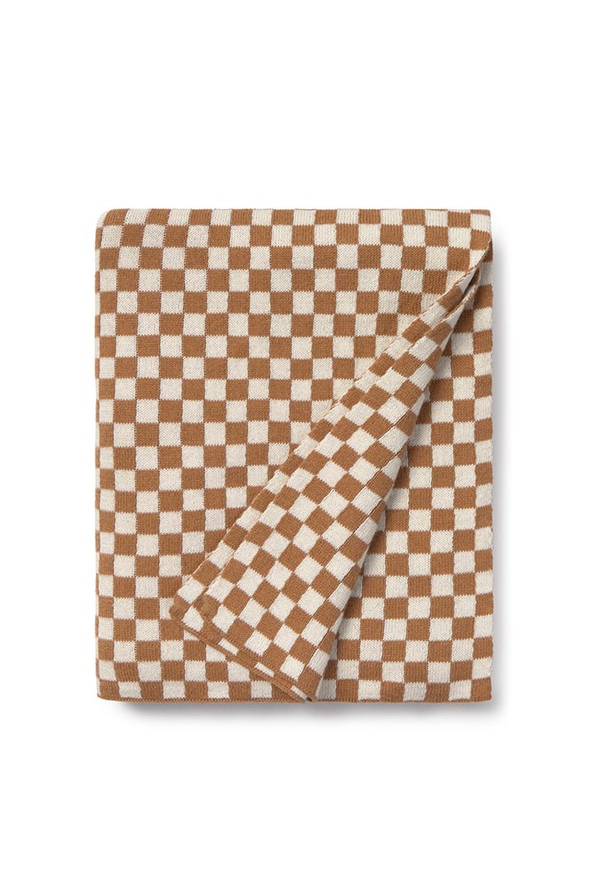 Knitted Blanket Tiles, Toffee - Le Petit Marché Home Furniture