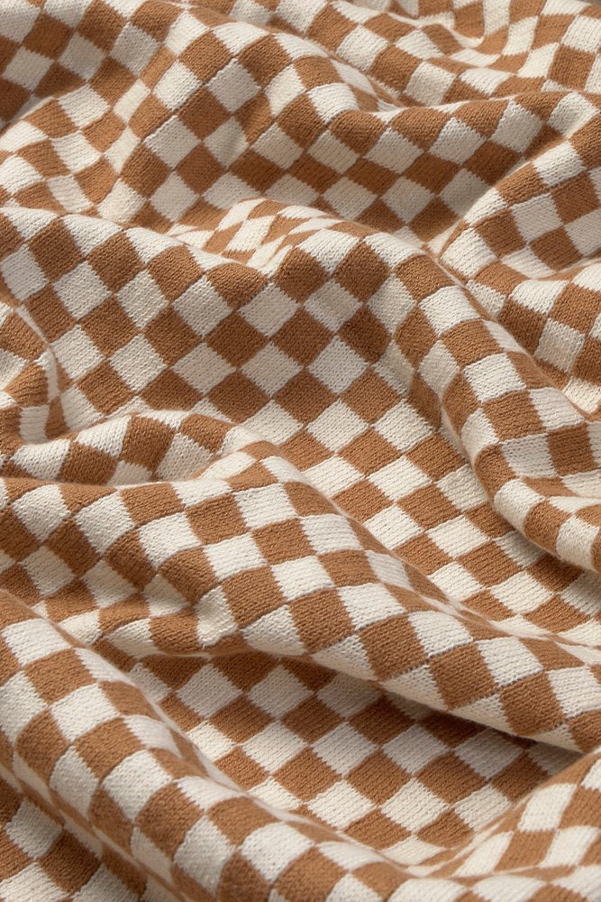 Knitted Blanket Tiles, Toffee - Le Petit Marché Home Furniture