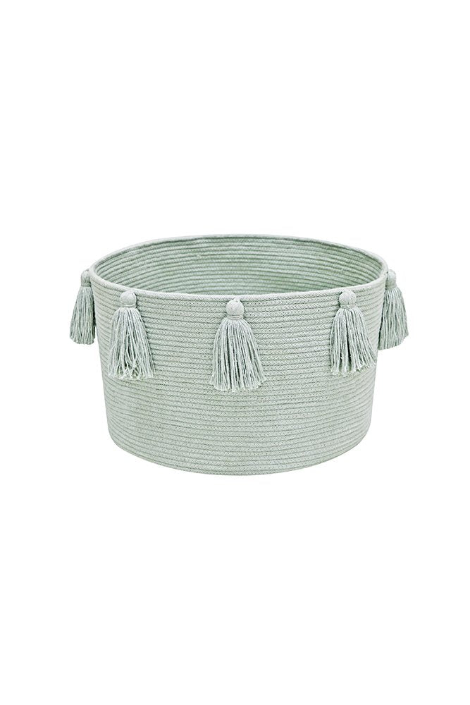 Basket New Tassels, Blue Sage - Le Petit Marché Home Furniture