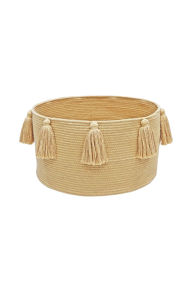 Basket New Tassels, Honey - Le Petit Marché Home Furniture