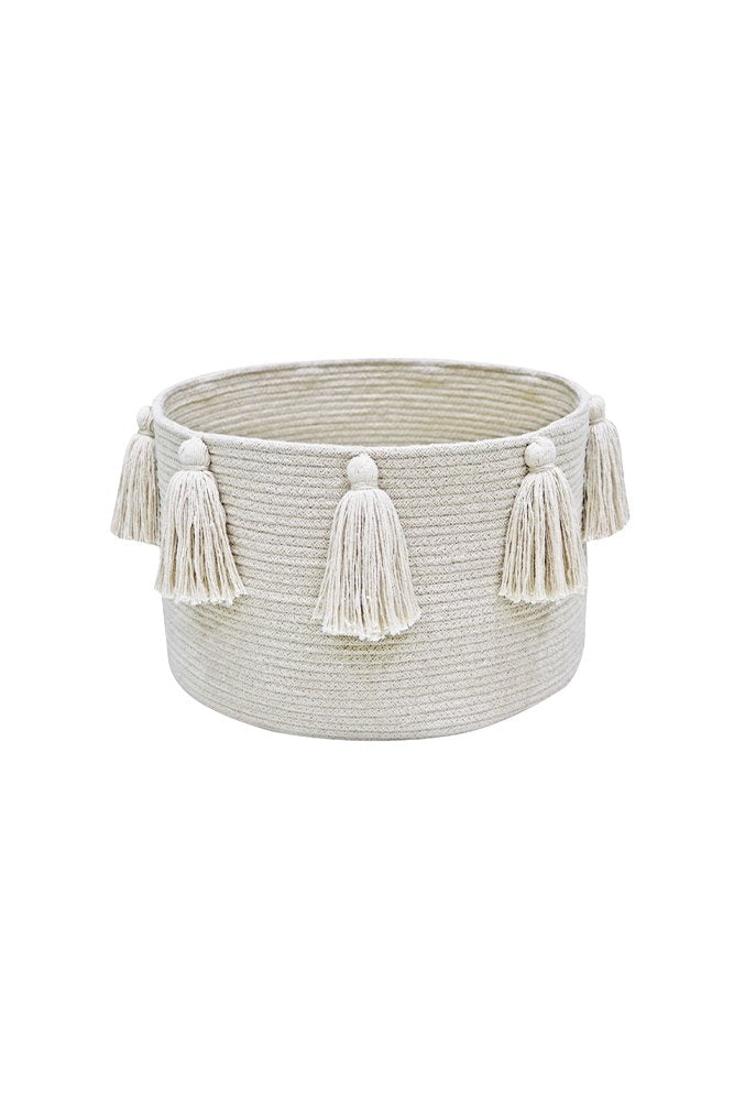 Basket Tassels Natural - Le Petit Marché Home Furniture