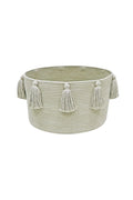 Basket New Tassels, Olive - Le Petit Marché Home Furniture