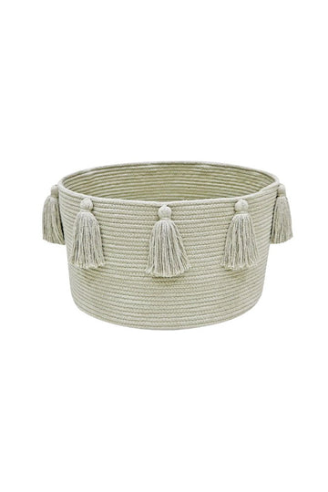Basket New Tassels, Olive - Le Petit Marché Home Furniture