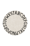 Washable Round Rug ABC, Natural/Black - Le Petit Marché Home Furniture
