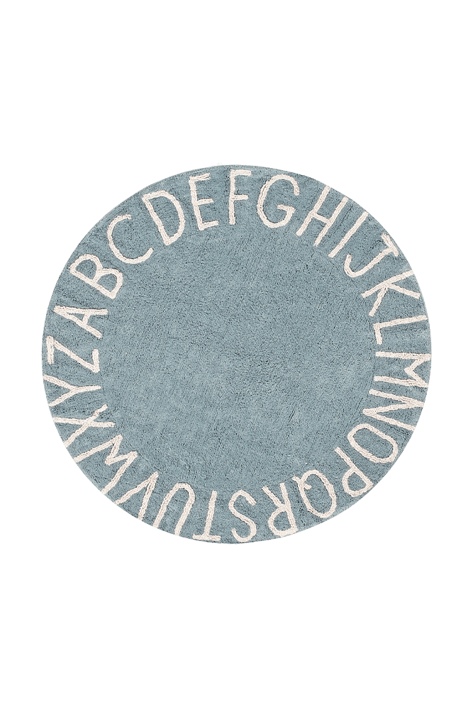 Washable Round Rug ABC, Vintage Blue - Le Petit Marché Home Furniture
