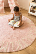 Washable Round Rug ABC, Vintage Nude - Le Petit Marché Home Furniture