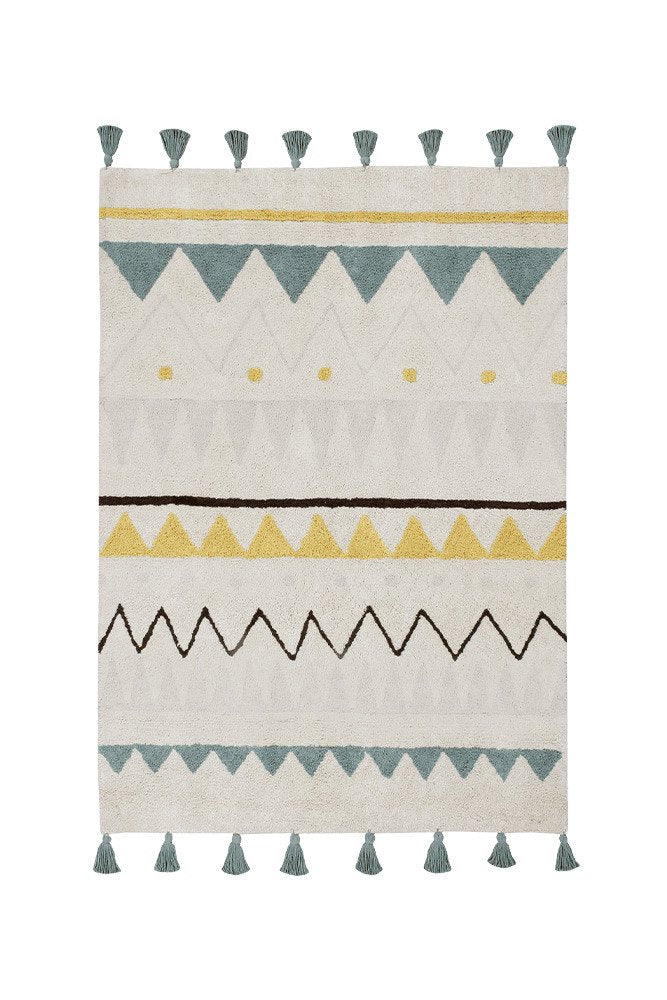Washable Rug Azteca, Vintage Blue - Le Petit Marché Home Furniture