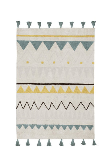 Washable Rug Azteca, Vintage Blue - Le Petit Marché Home Furniture